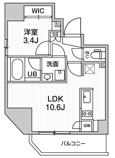 S-RESIDENCE入谷ALESIA(1LDK/2階)の間取り写真