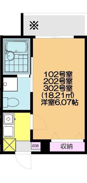 セレソ小岩(1K/2階)の間取り写真