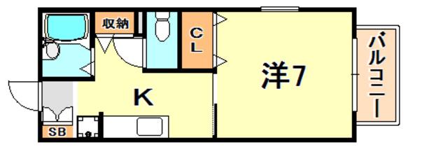 ポミエ六甲(1K/1階)の間取り写真