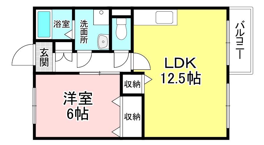 ウィンビューA棟(1LDK/2階)の間取り写真