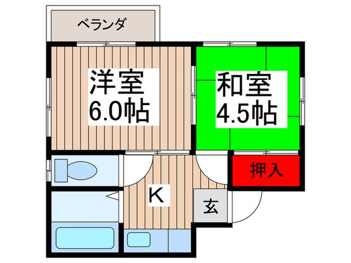 シャトー東大宮(2K/2階)の間取り写真