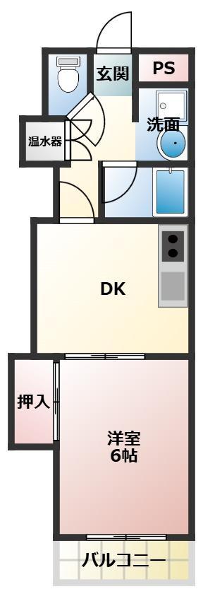 第5フクマルビル(1DK/7階)の間取り写真