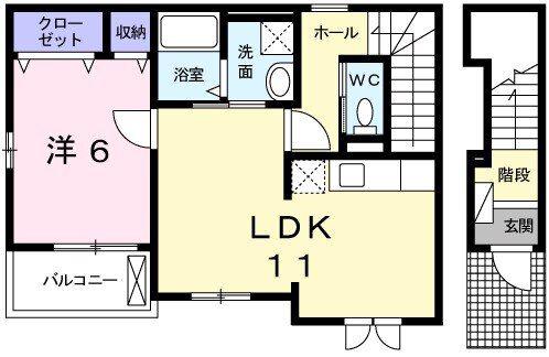 ココアガーデンII(1LDK/2階)の間取り写真