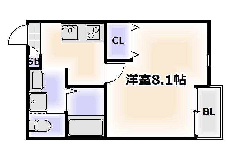 エックスワン(1K/1階)の間取り写真