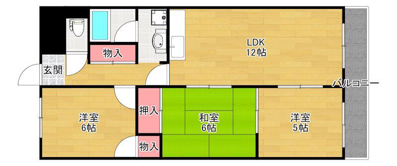 プラウクリエイト(3LDK/3階)の間取り写真