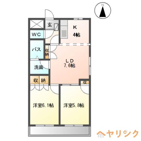 プラム・ベル(2LDK/2階)の間取り写真