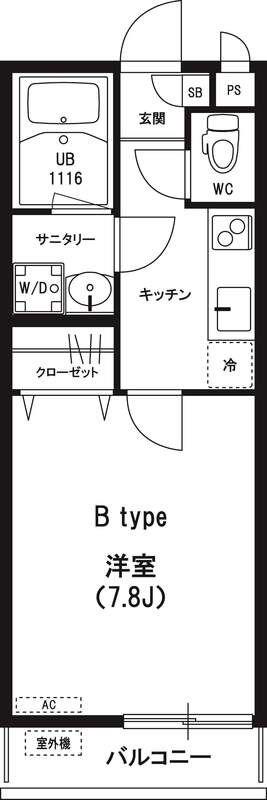 リブリ・えまいゆ(1K/1階)の間取り写真