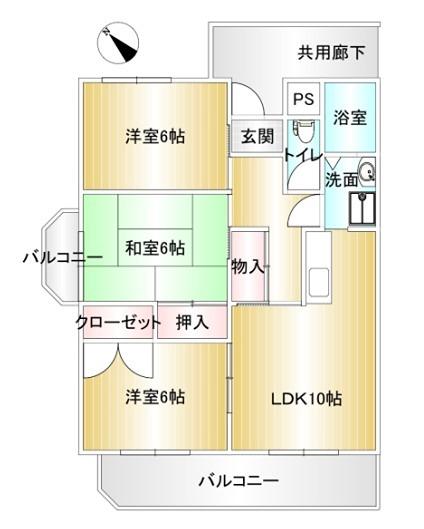 ハイタウン樽澤(3LDK/3階)の間取り写真