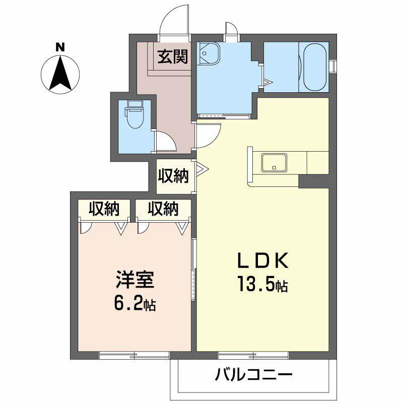 アンジェロC(1LDK/1階)の間取り写真