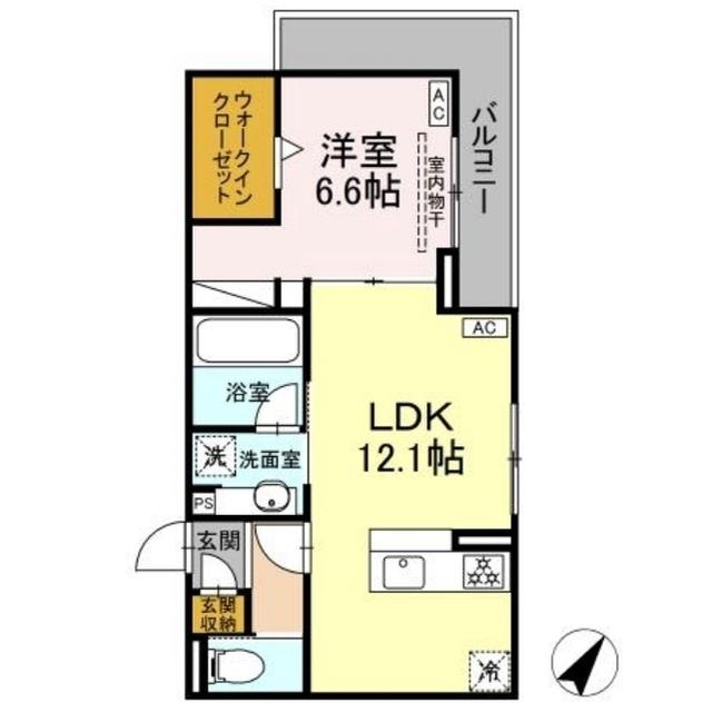 DCREST新川S(1LDK/2階)の間取り写真