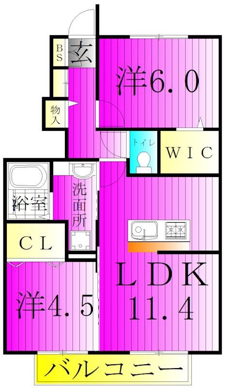 ハウス四季II(2LDK/1階)の間取り写真