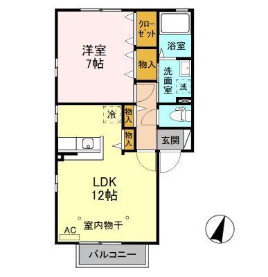 モン・ボー・ソレイユE(1LDK/2階)の間取り写真