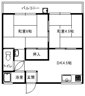メイプルハイツ(2DK/2階)の間取り写真