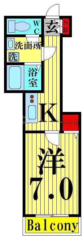 グラッド(1K/1階)の間取り写真