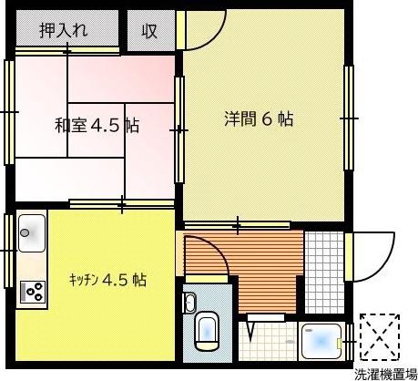 うつみ共同アパート(2DK/1階)の間取り写真