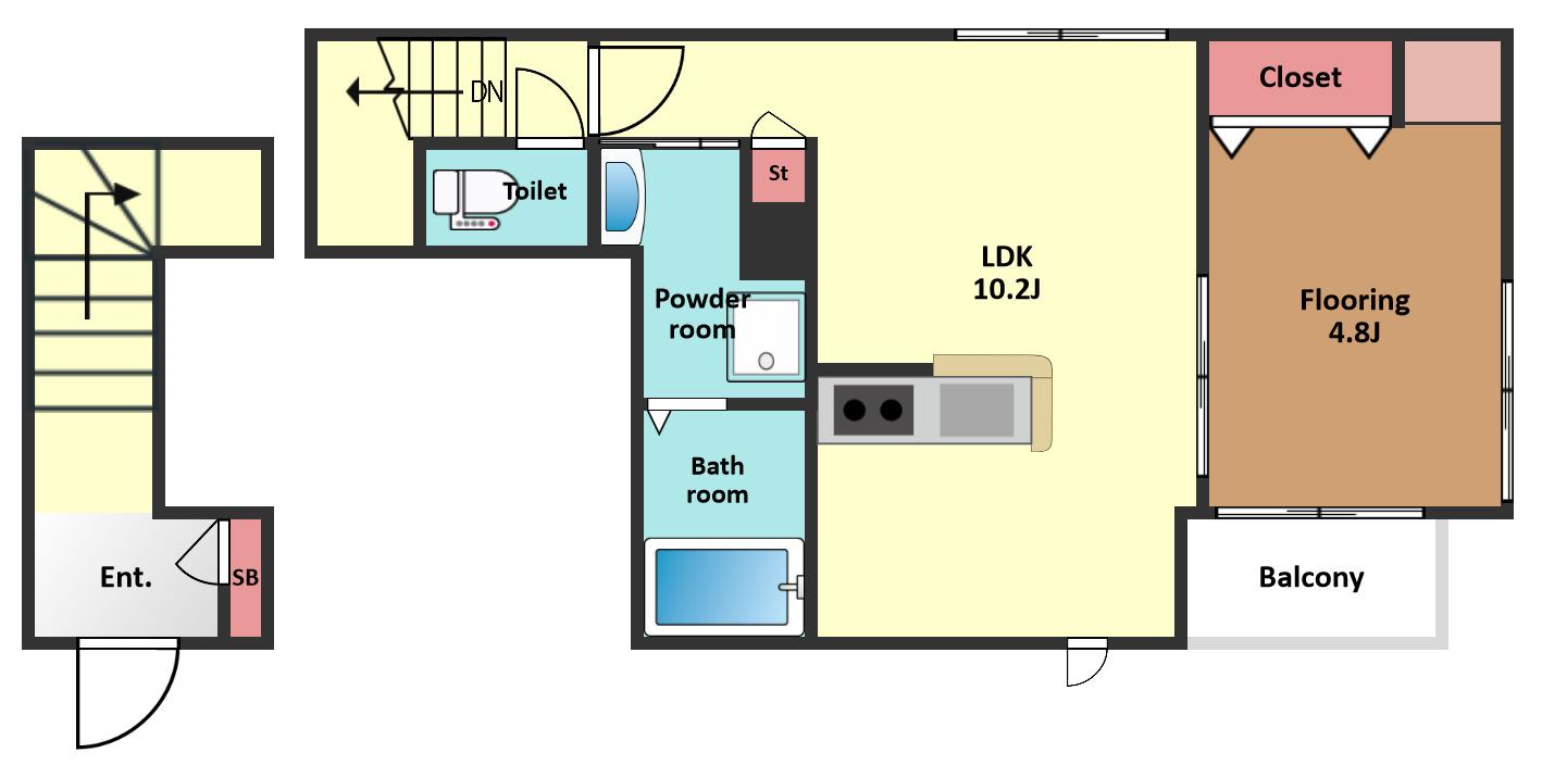 LA CASA FELICE(1LDK/1階)の間取り写真