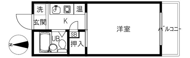 プチグレイス野々市(1K/2階)の間取り写真