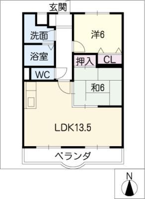 オークルシャトー岐南(2LDK/2階)の間取り写真