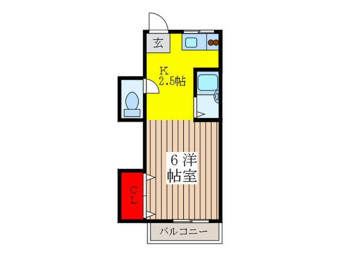 ハイツシモダ(1K/1階)の間取り写真