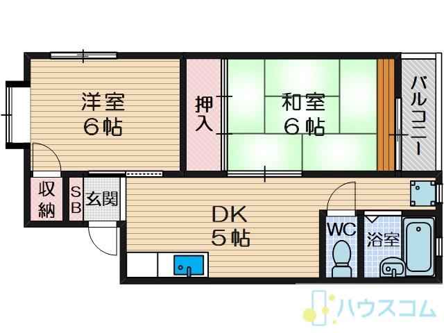 HMハイツ(2DK/1階)の間取り写真