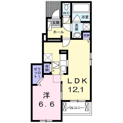 グランドペアレンツ浅井(1LDK/1階)の間取り写真