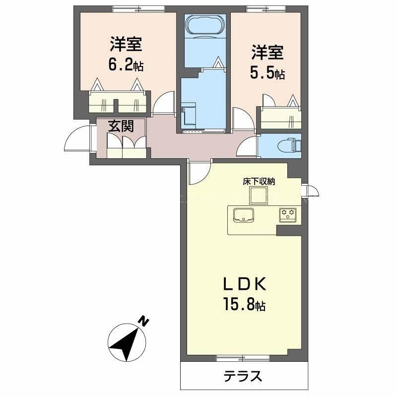 エクセルVI(2LDK/1階)の間取り写真
