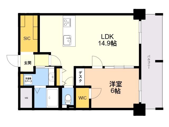 アビターレ薬院南(1LDK/9階)の間取り写真