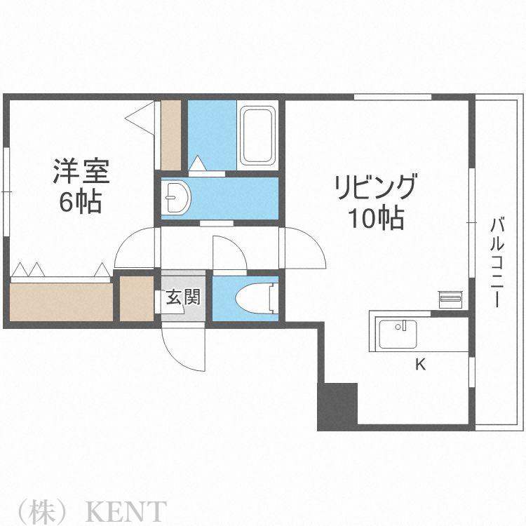 地下鉄東西線 宮の沢駅 徒歩7分 4階建 築11年(1LDK/2階)の間取り写真