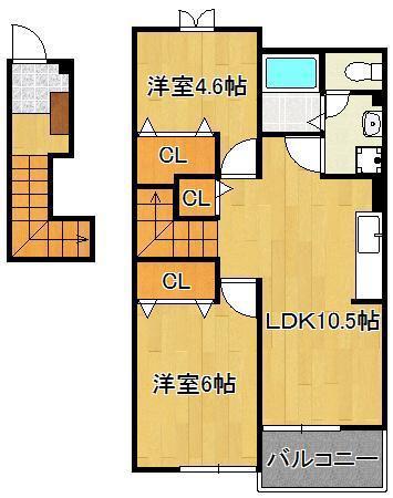 ブライト・シップΑ(2LDK/2階)の間取り写真