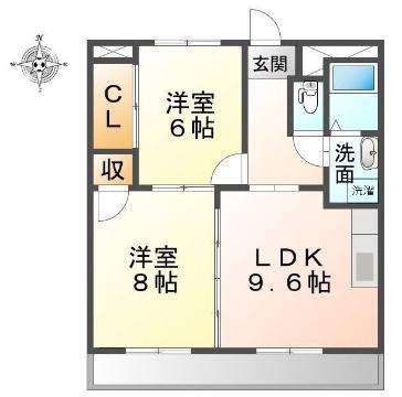 クレセントにしき(2LDK/3階)の間取り写真
