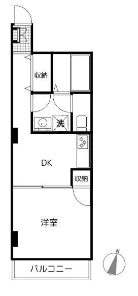 セイジョー喜多見ビル(1DK/3階)の間取り写真