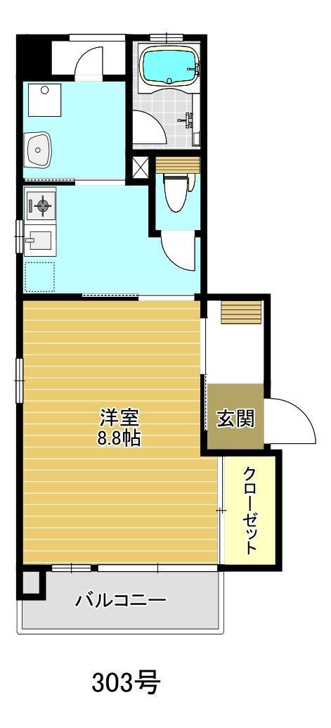 263 上ノ宮スクエア(1DK/1階)の間取り写真