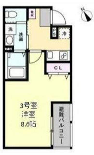 ベイルーム相模原清新セレーナ(1K/2階)の間取り写真