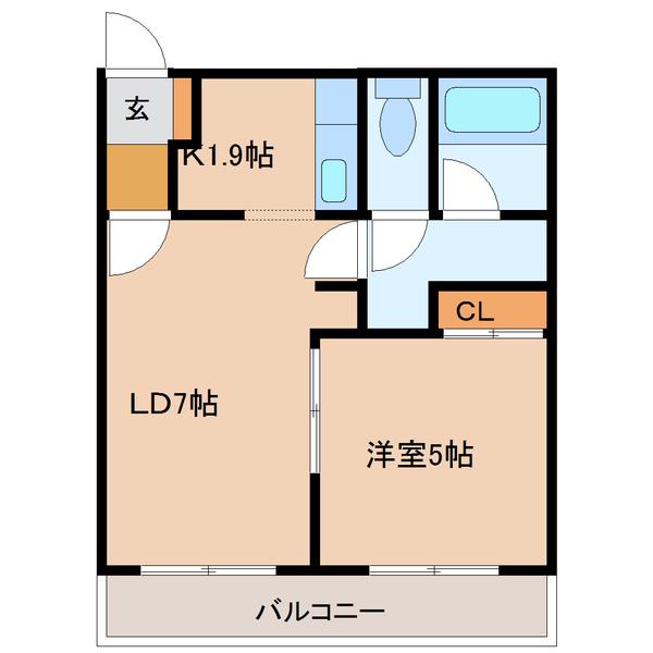 ダイアパレス三条(1LDK/4階)の間取り写真