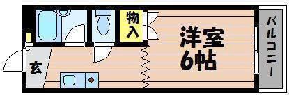ロワール B棟(1K/3階)の間取り写真