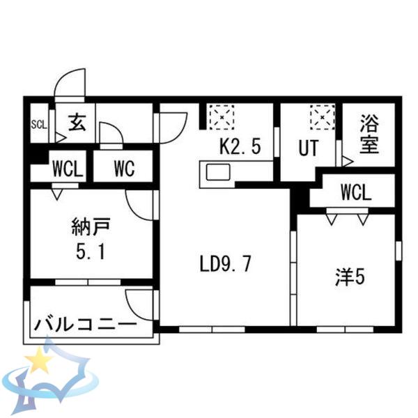 南4条西25丁目MS(2LDK/2階)の間取り写真