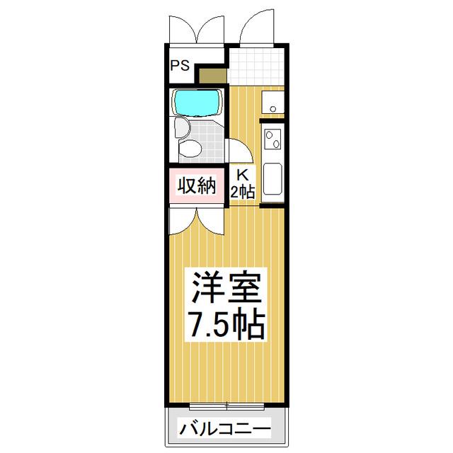 ウエストサイドハイツ(1K/2階)の間取り写真