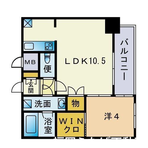 ブラン・スタイル博多(1LDK/15階)の間取り写真