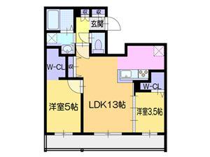 ノーブル平岸(2LDK/2階)の間取り写真