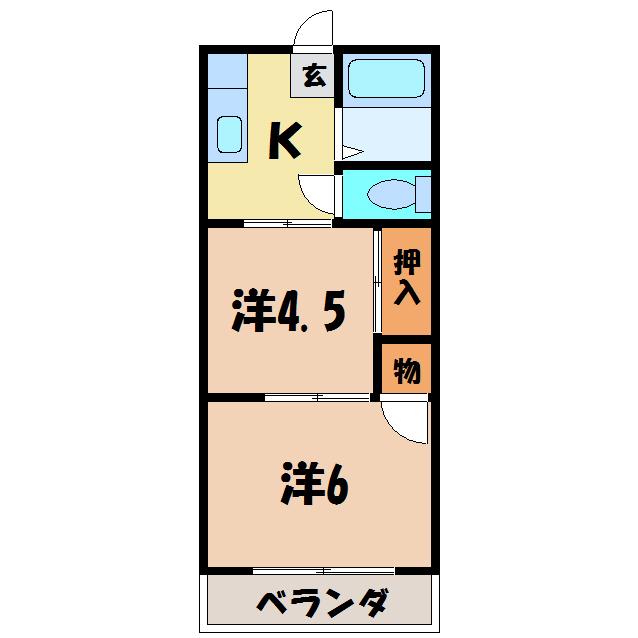 リバティハイツ(2K/2階)の間取り写真