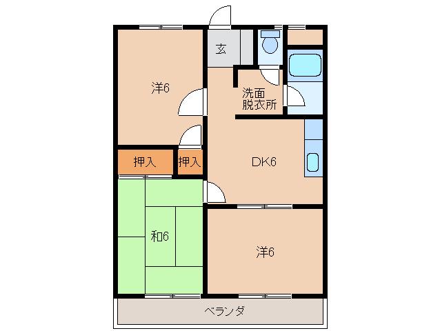パインハイツ(3DK/1階)の間取り写真