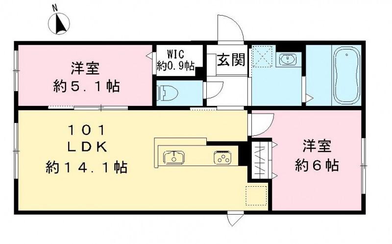 エスポアレジデンス(2LDK/2階)の間取り写真