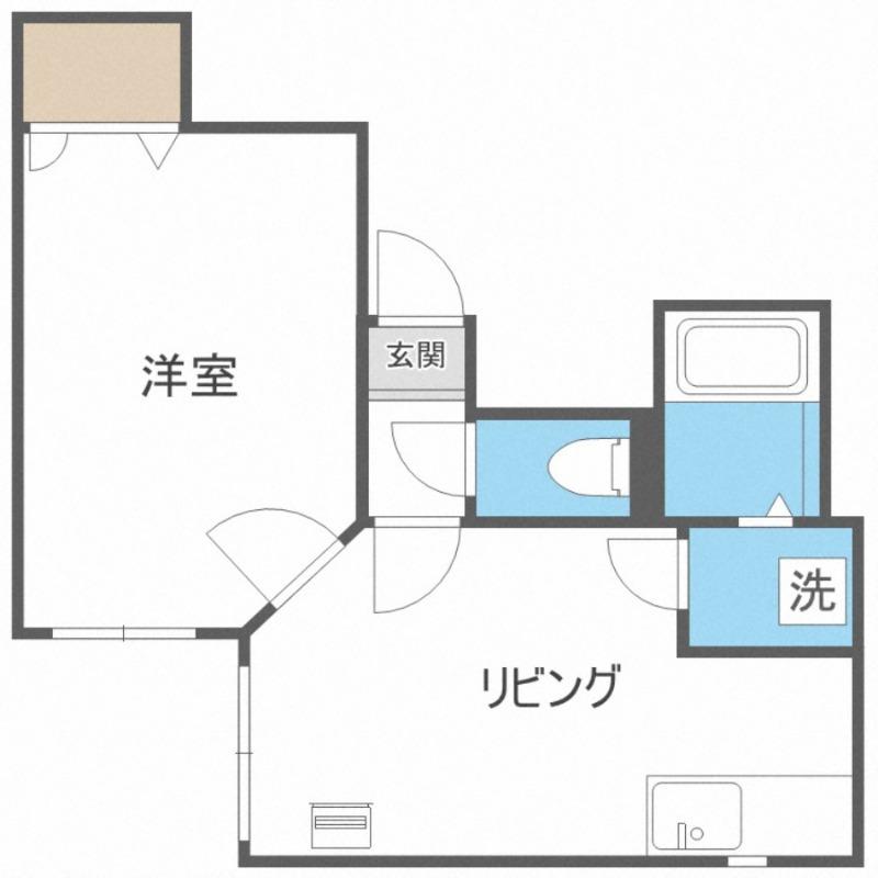 ルーベンス平岸(1DK/2階)の間取り写真