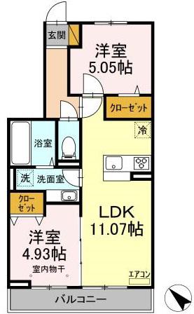 フジヴェール 七番館(2LDK/2階)の間取り写真