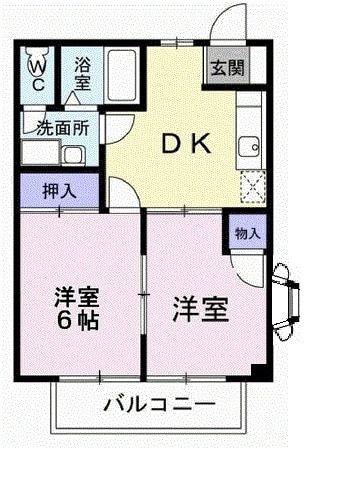 ライツェント(2K/1階)の間取り写真