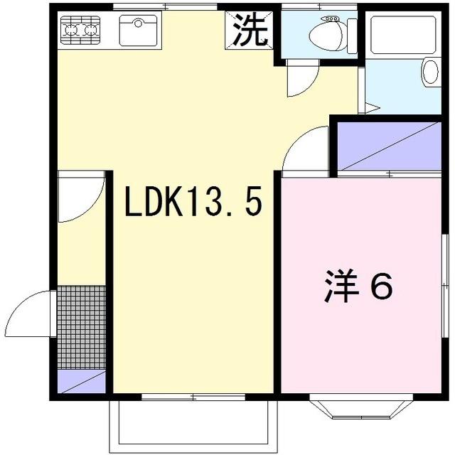 KHヒルズA(1LDK/2階)の間取り写真