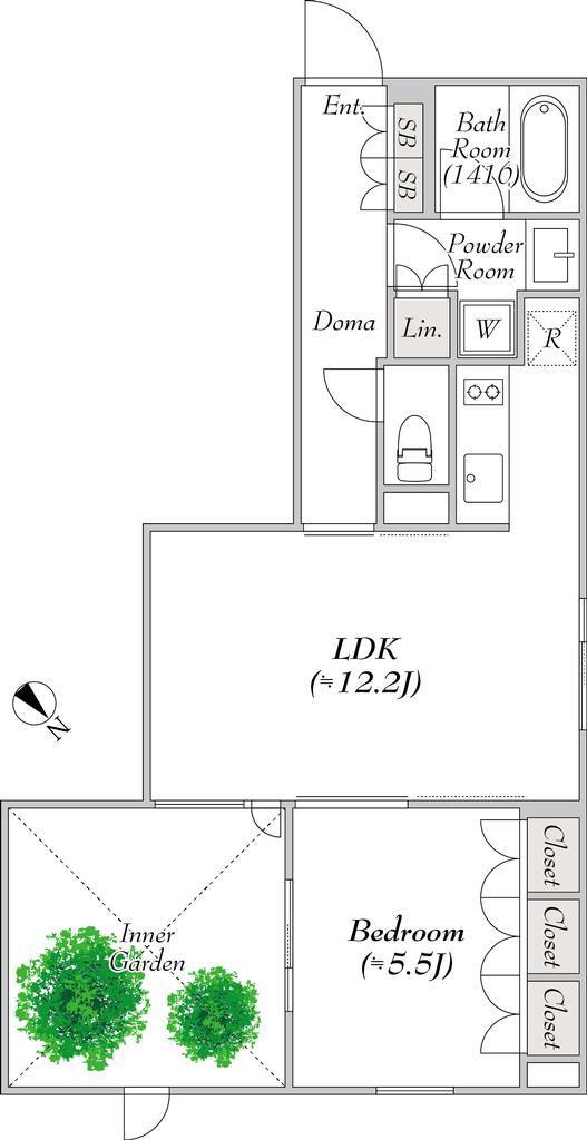 ポラスト代々木 100(1LDK/1階)の間取り写真