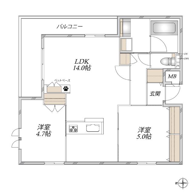 MAISON VERITE 武庫之荘(2LDK/3階)の間取り写真
