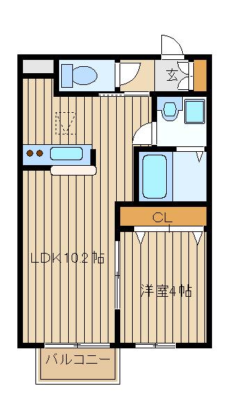 ベルンシュタイン(1LDK/1階)の間取り写真