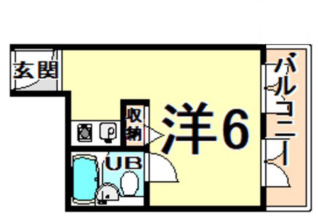 カルム甲子園(ワンルーム/4階)の間取り写真